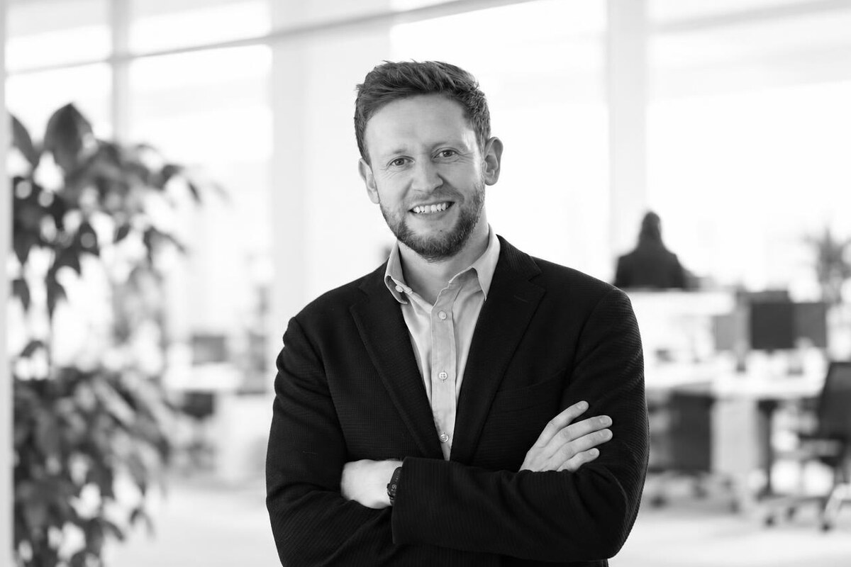 Black and white portrait of Matt Swash